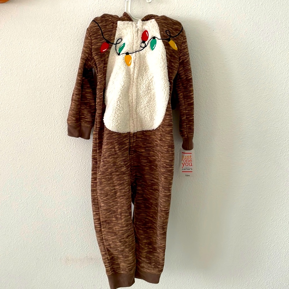 Babies onesie with antler’s hoodie
